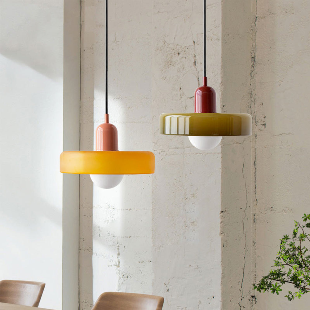 Bauhaus Glas-in-lood Hanglamp