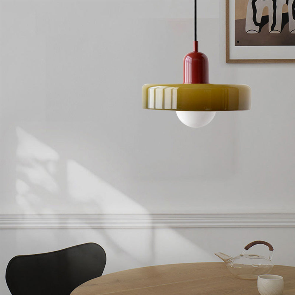 Bauhaus Glas-in-lood Hanglamp