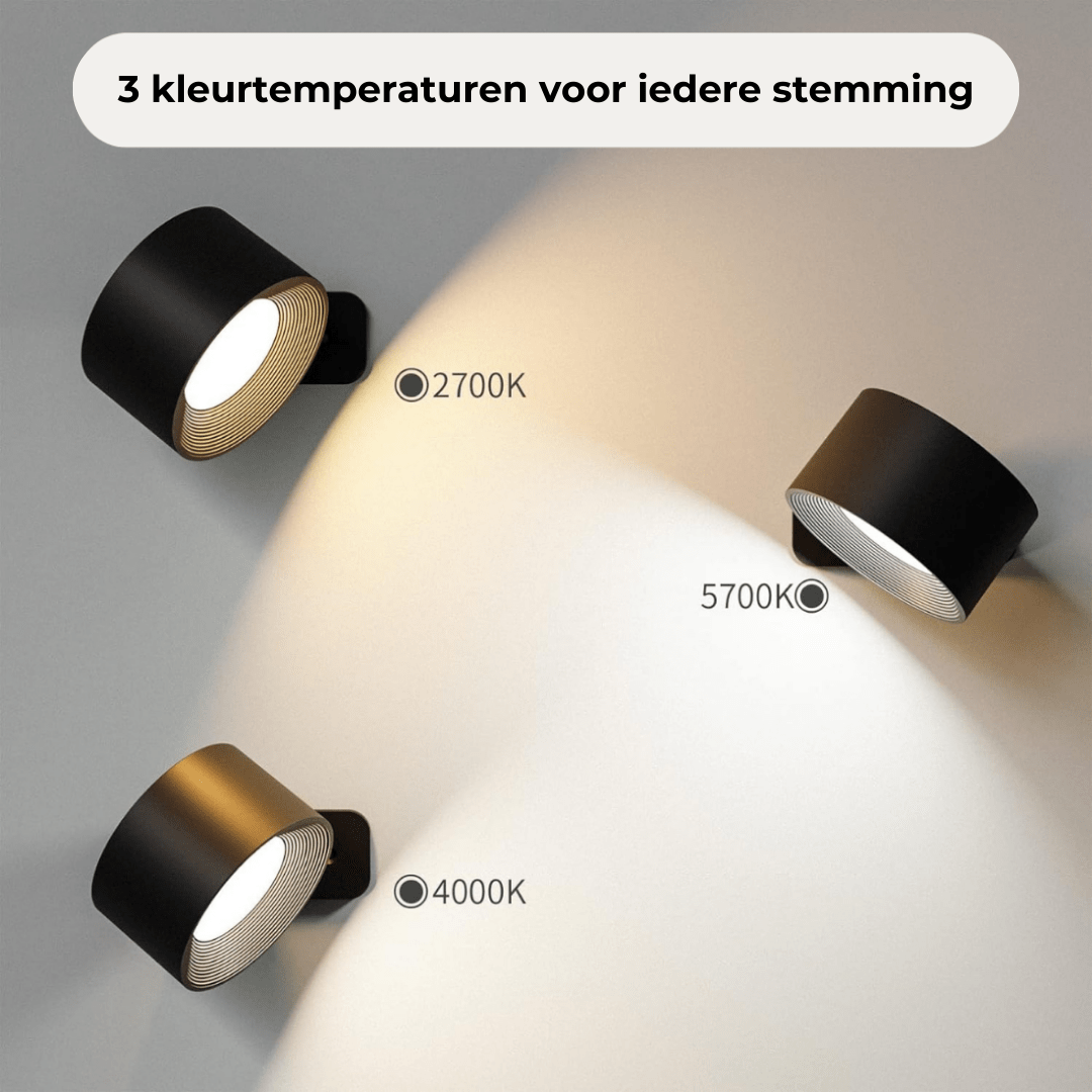 FlexiLamp | Draadloze Oplaadbare 360° LED Muurlamp voor Binnen en Buiten