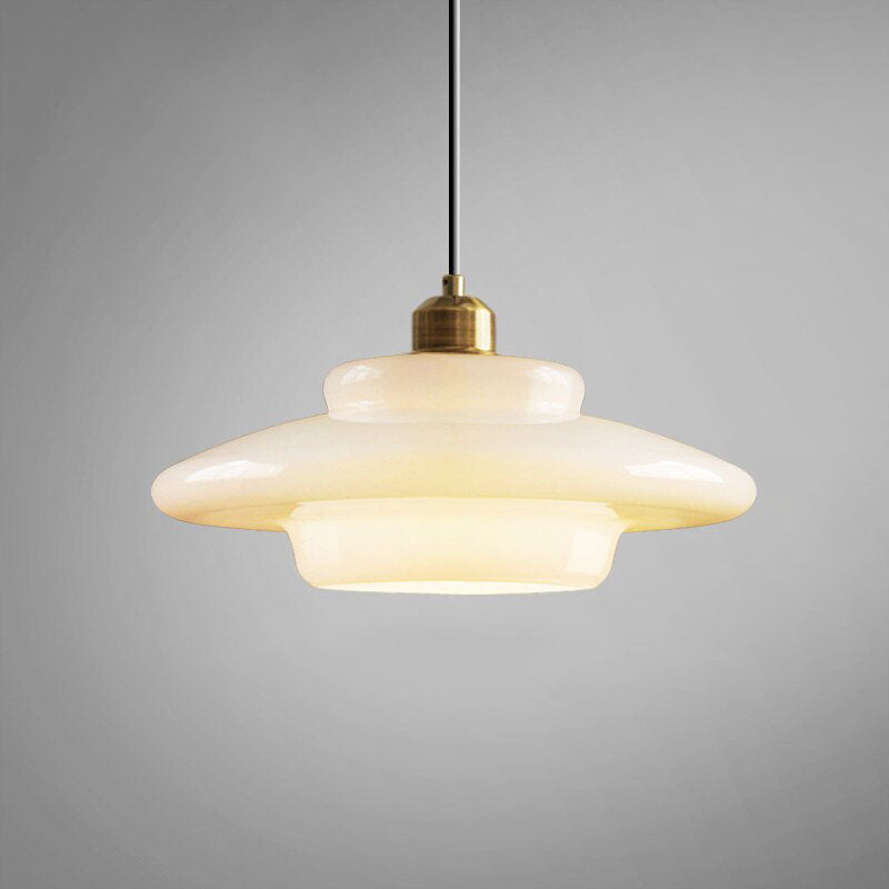 Art Deco Melkwit Glazen Hanglamp voor Keukeneiland