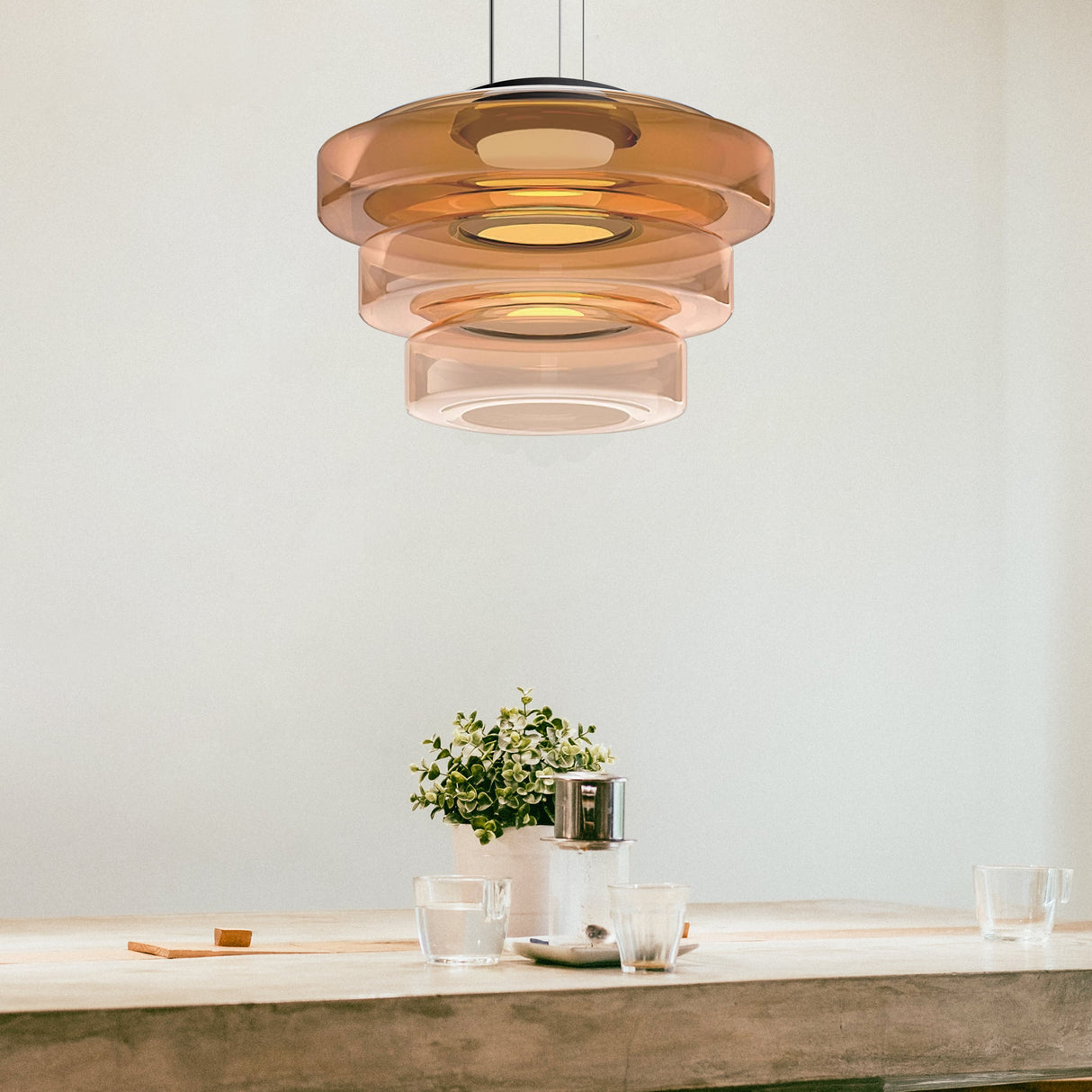 Nordic Postmoderne Creatieve Glazen Hanglamp voor Keukeneiland