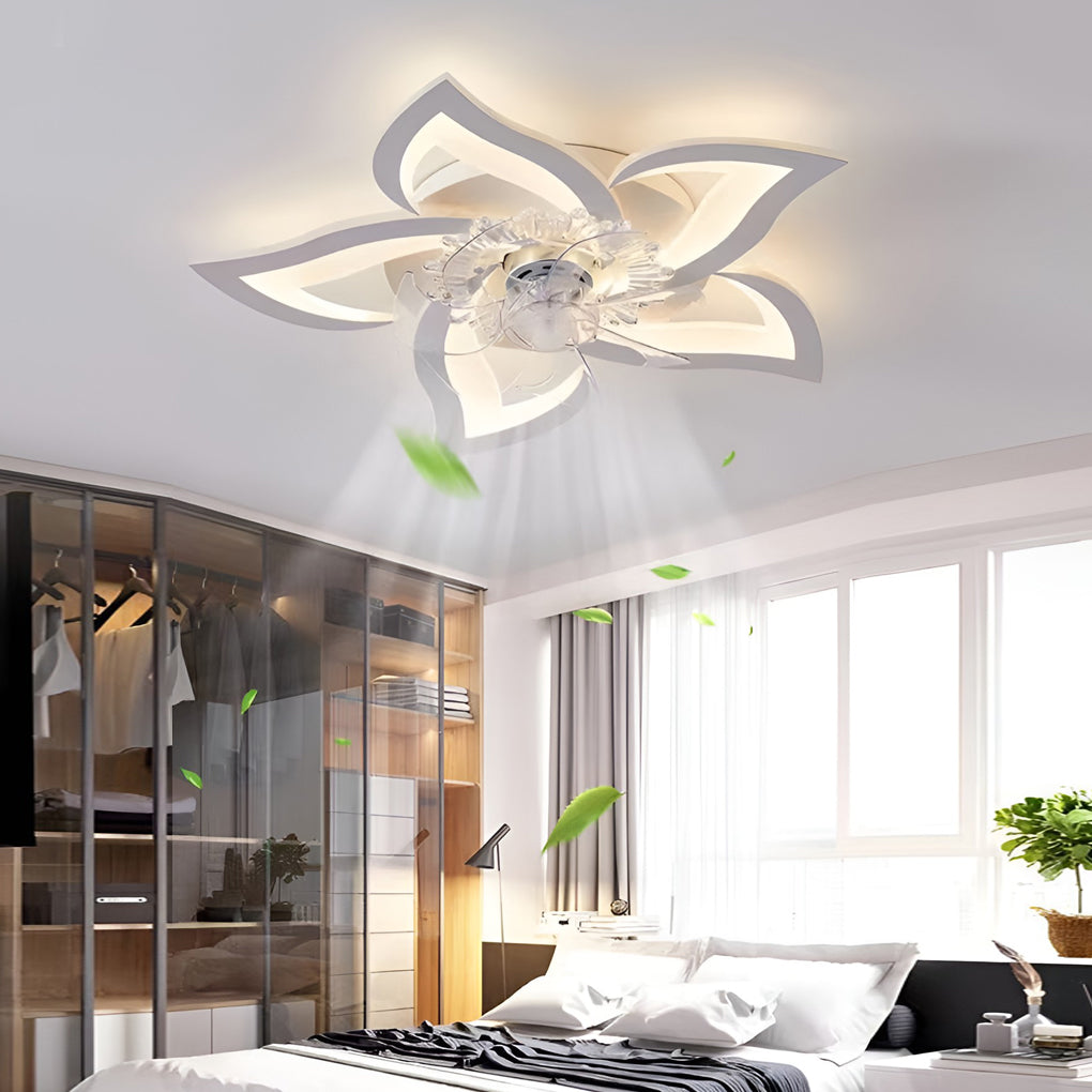 Creatieve Bloemvormige Drie Stappen Dimbare LED Scandinavische Plafondventilator Lampen