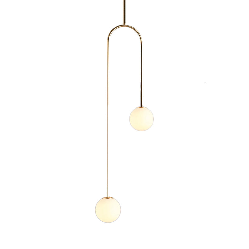 Moderne Cluster Hanglamp - Zwart/Goud Bollen met Witte Glazen LED