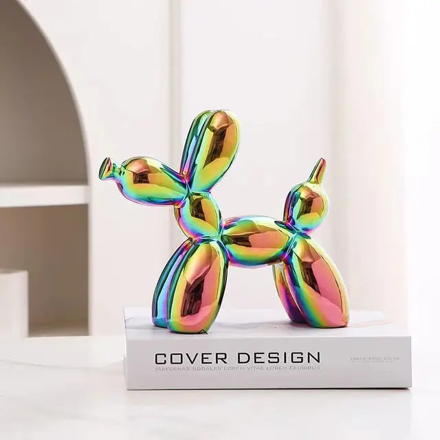 PuffyPooch Ballon Hond Sculptuur | Schattige Keramische Decoratie voor Huis en Kantoor