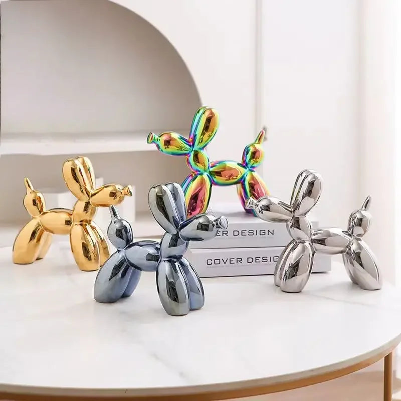 PuffyPooch Ballon Hond Sculptuur | Schattige Keramische Decoratie voor Huis en Kantoor