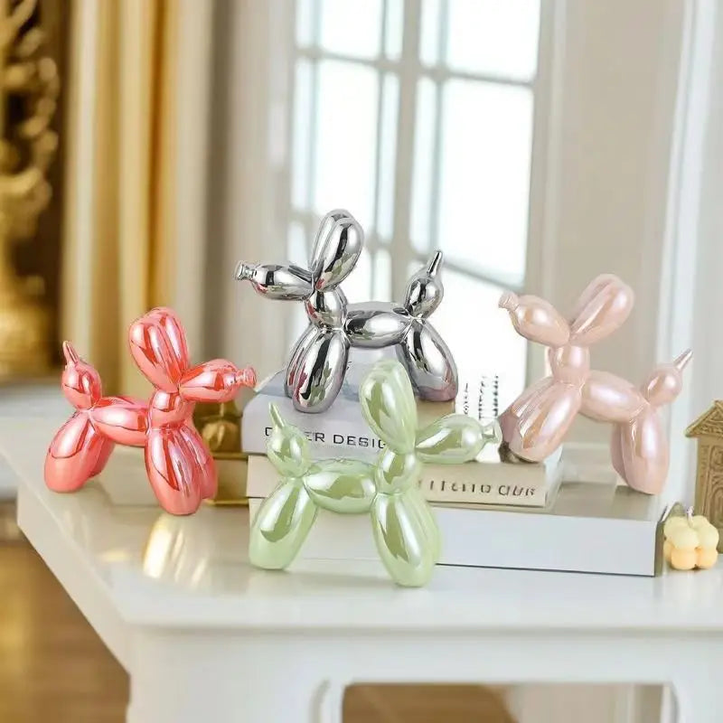 PuffyPooch Ballon Hond Sculptuur | Schattige Keramische Decoratie voor Huis en Kantoor