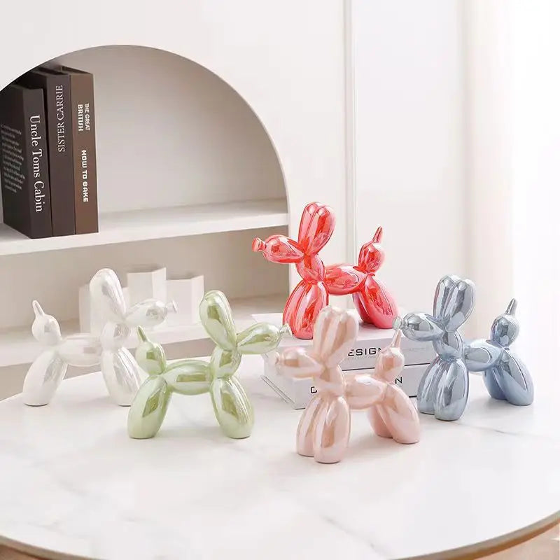 PuffyPooch Ballon Hond Sculptuur | Schattige Keramische Decoratie voor Huis en Kantoor