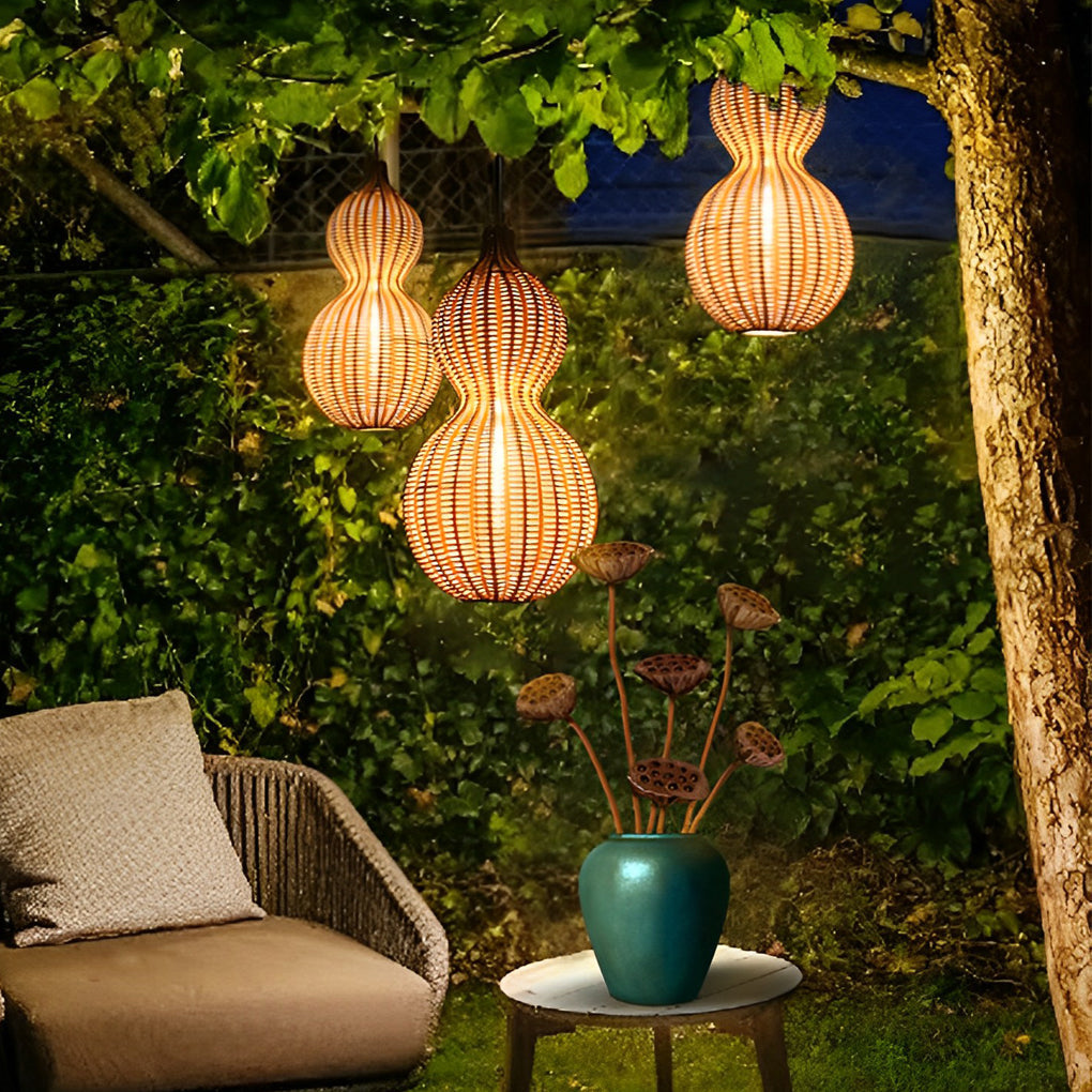 Rotan Kalebas Waterdichte Retro Buiten Kroonluchter Veranda Verlichting Wandlamp
