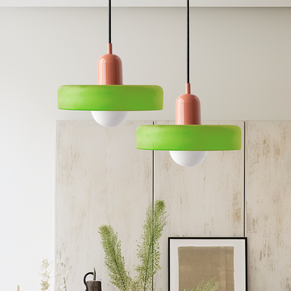 Bauhaus Glas-in-lood Hanglamp