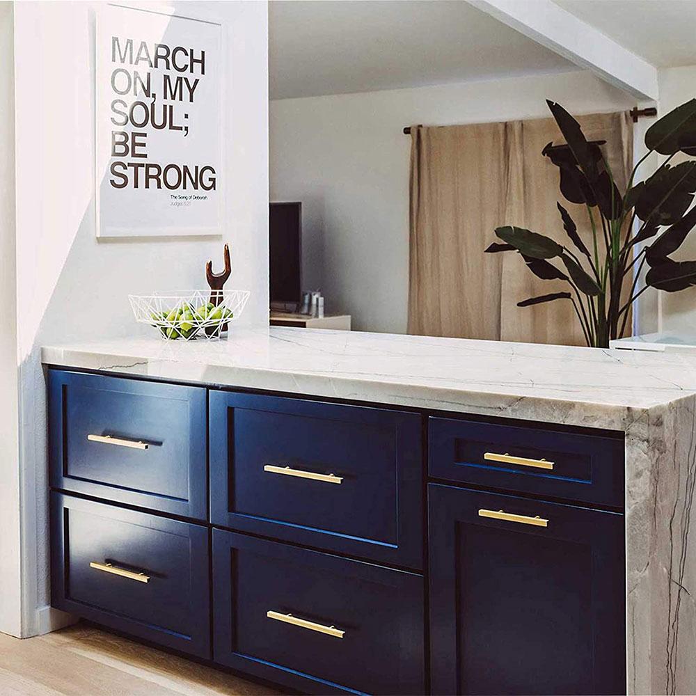 Geborstelde Messing Ladegrepen Vierkante Handvatten voor Kasten