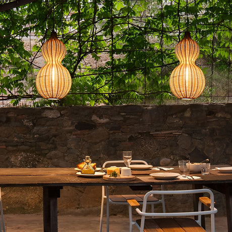 Rotan Kalebas Waterdichte Retro Buiten Kroonluchter Veranda Verlichting Wandlamp