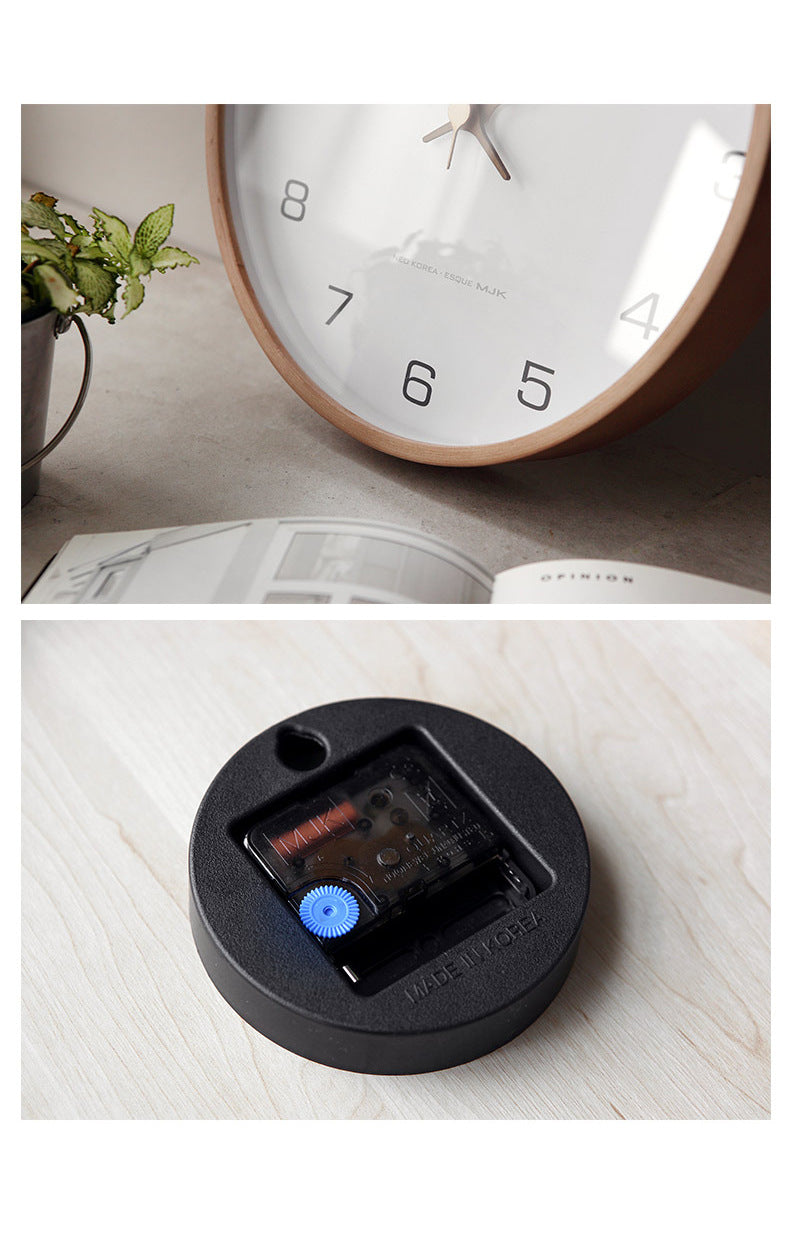 Minimalistische Houten Wandklok - Stille Analoge Klok van Massief Hout voor Woonkamer en Slaapkamer