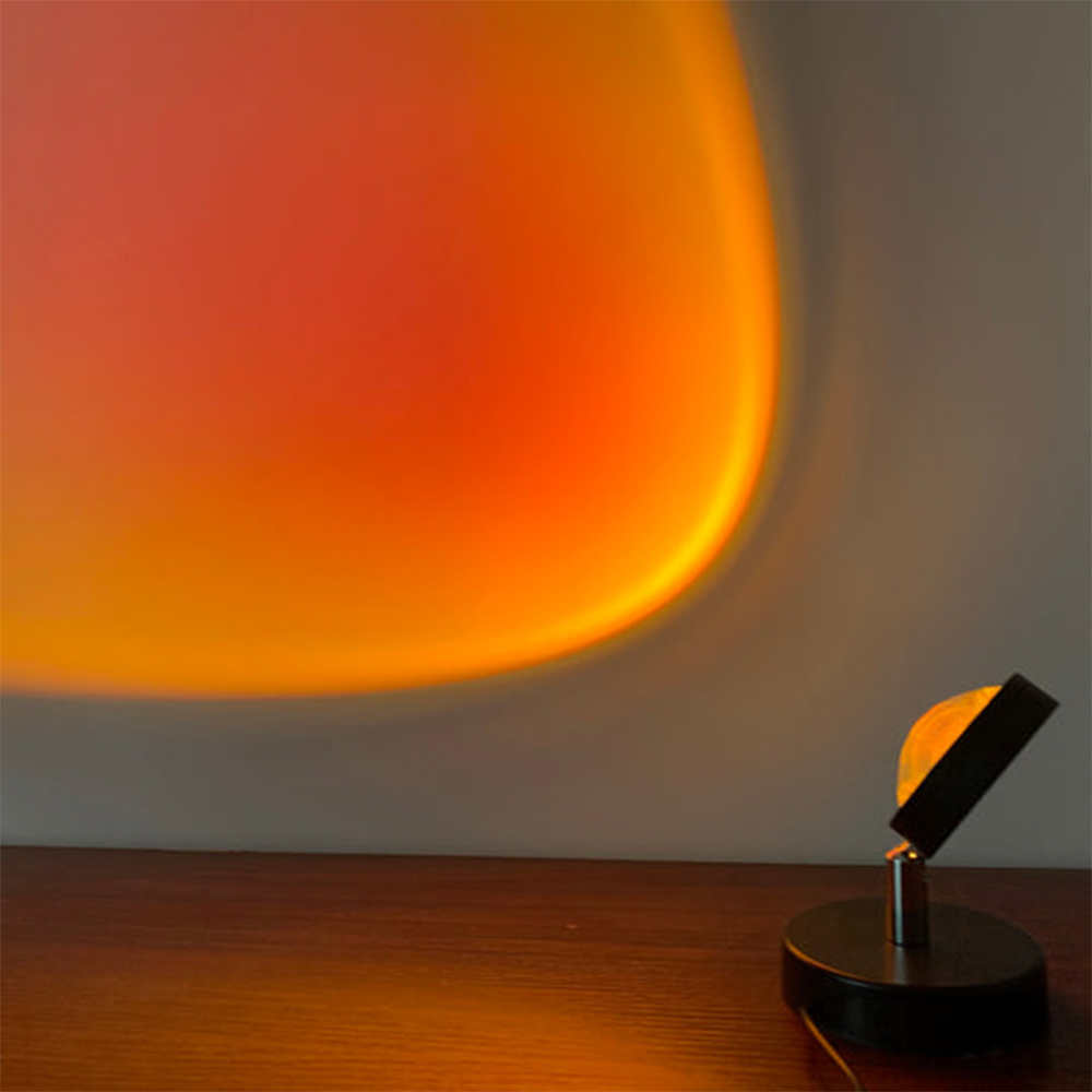 Retro Zonsondergang Projector Tafellamp | LED Licht met Kleurrijke Cirkelprojecties | Sfeerverlichting voor Elke Kamer