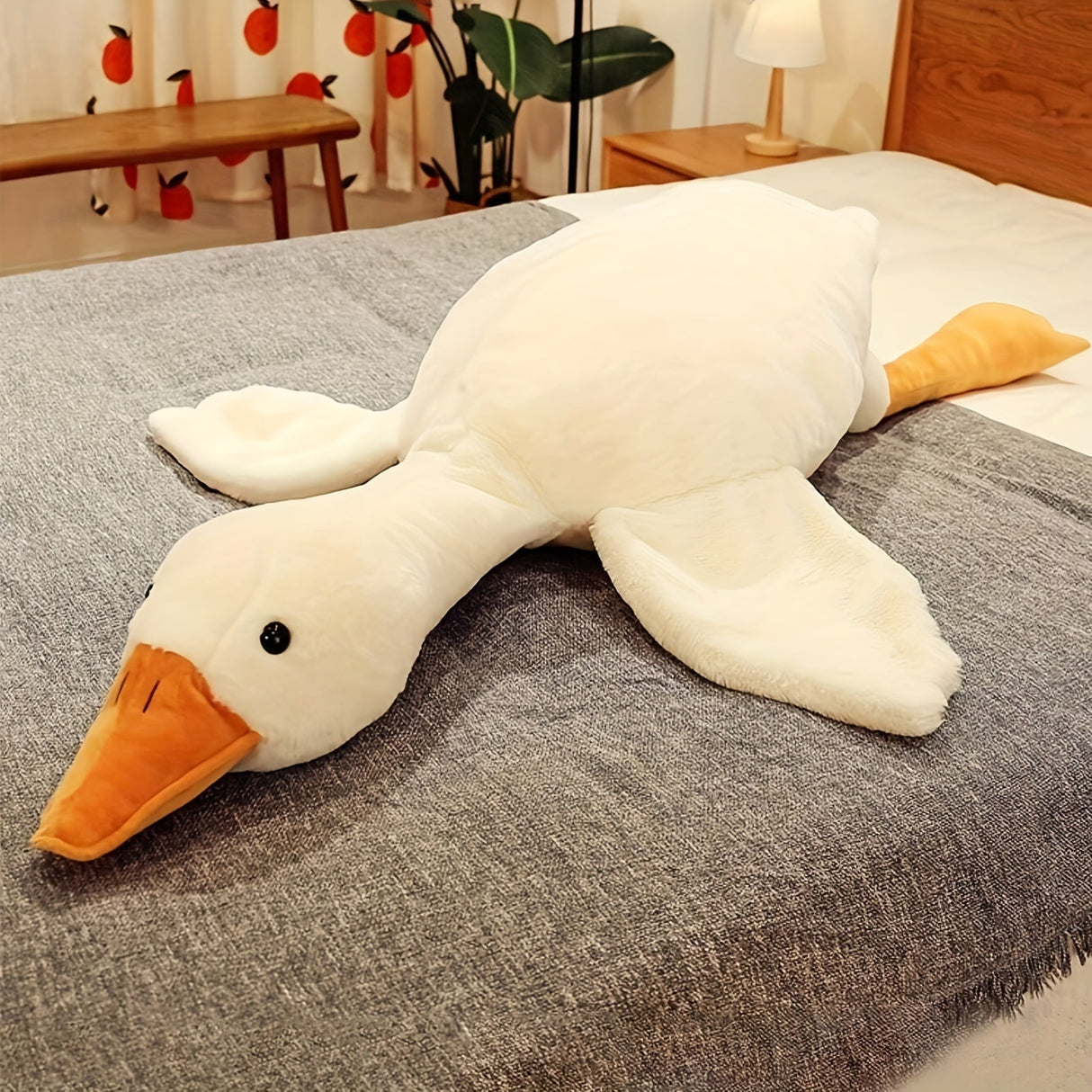 Zachte Witte Eend Pluche Knuffel - Grote Zwaan/Gans Speelgoed, Fluffy Vloermat voor Kinderkamer en Huisdecoratie