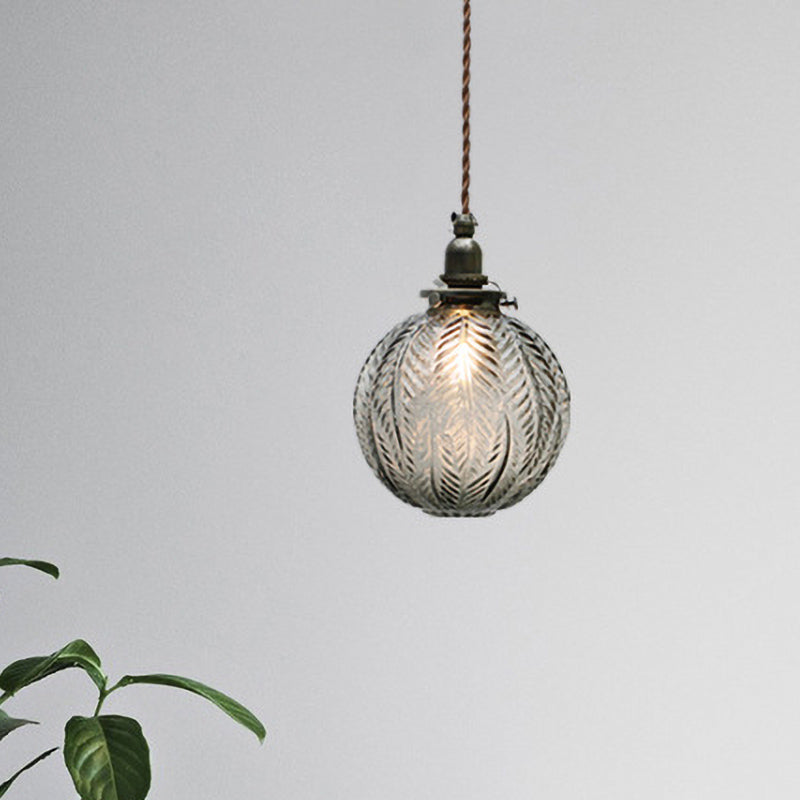 Koloniale Wereld Hanglamp, 1-licht, Helder/Grijs Glas, met Veerontwerp