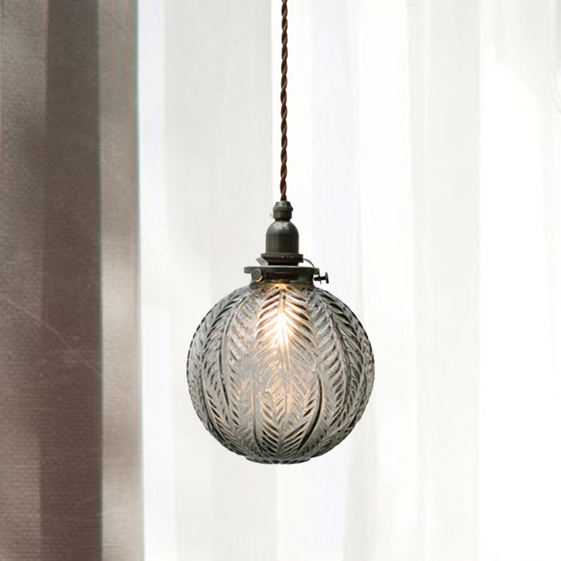 Koloniale Wereld Hanglamp, 1-licht, Helder/Grijs Glas, met Veerontwerp