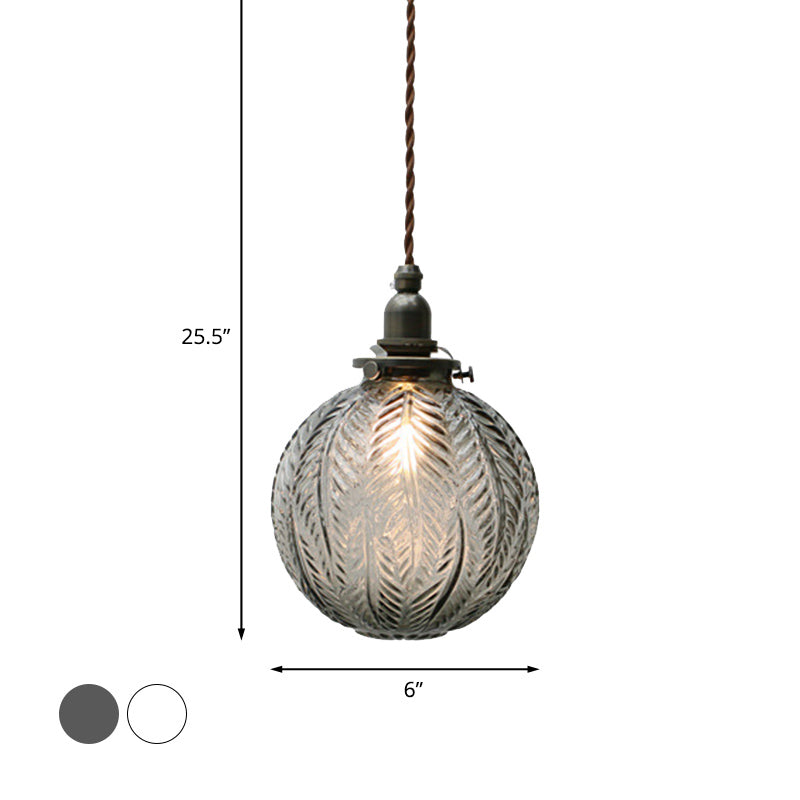 Koloniale Wereld Hanglamp, 1-licht, Helder/Grijs Glas, met Veerontwerp