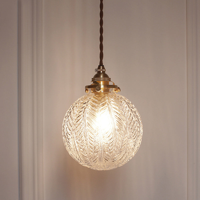 Koloniale Wereld Hanglamp, 1-licht, Helder/Grijs Glas, met Veerontwerp