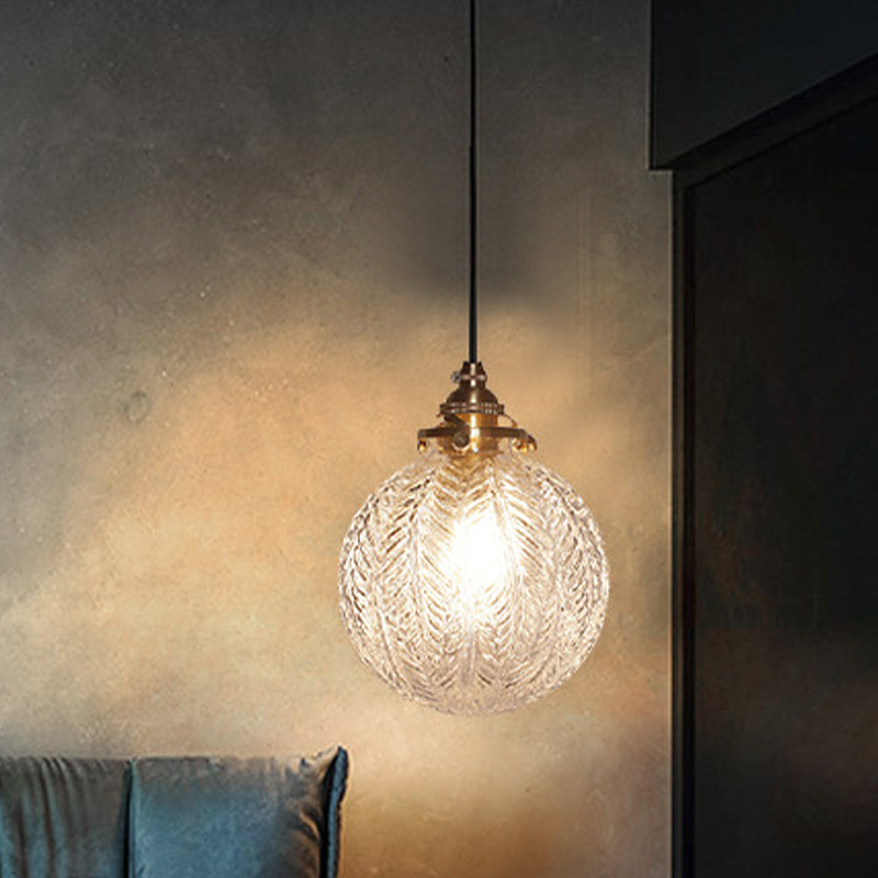 Koloniale Wereld Hanglamp, 1-licht, Helder/Grijs Glas, met Veerontwerp