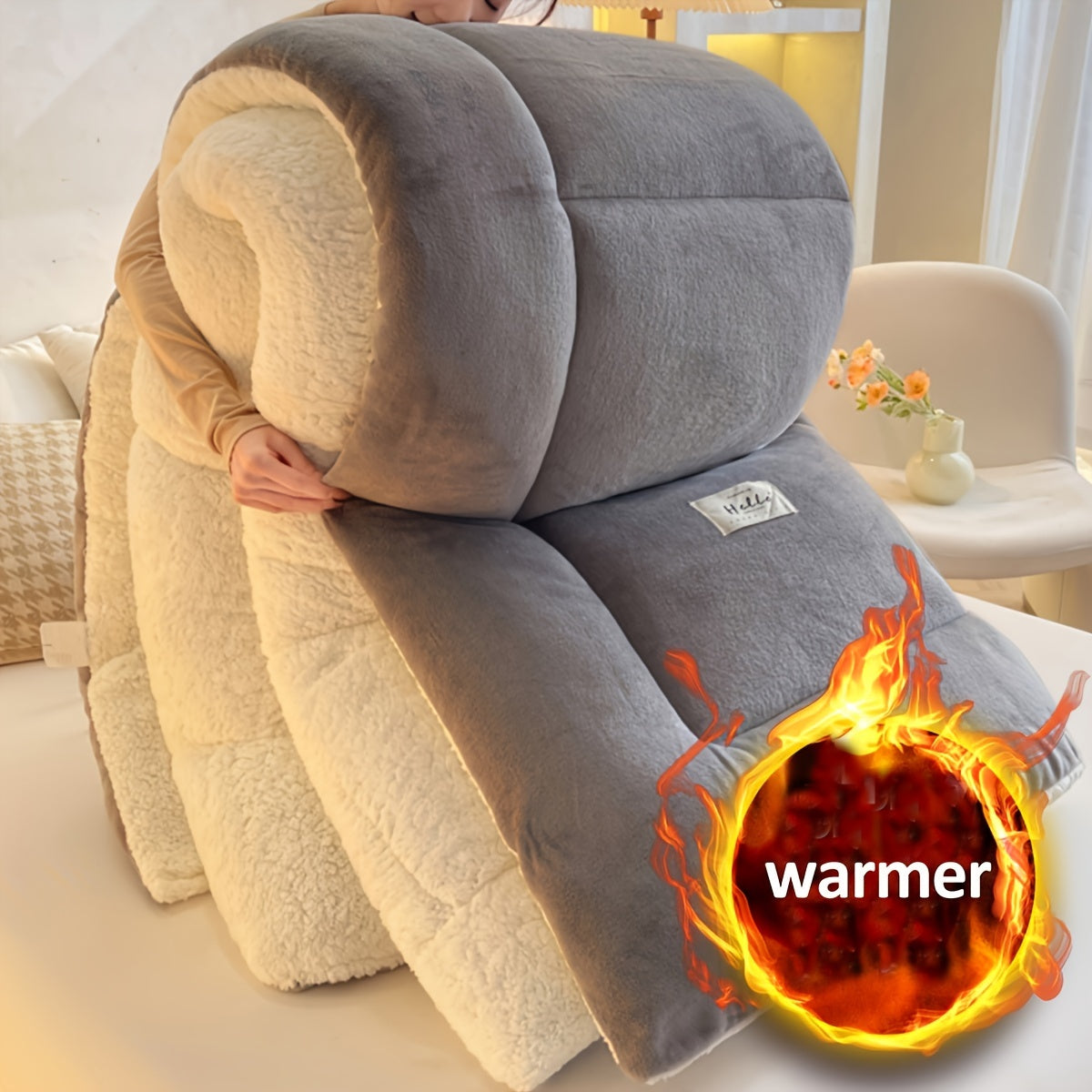 Cabin Style Sherpa Fleece Dekbed – Zacht & Warm Fluffy Dekbed voor Koude Nachten | Comfortabel Beddengoed