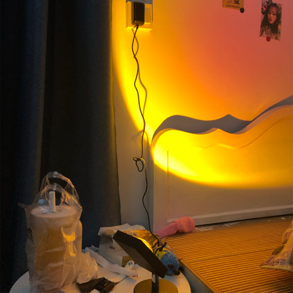 Vintage Zonsondergang Tafellamp met LED | Nostalgische Verlichting voor Slaapkamer en Woonkamer | Warm en Sfeervol Licht