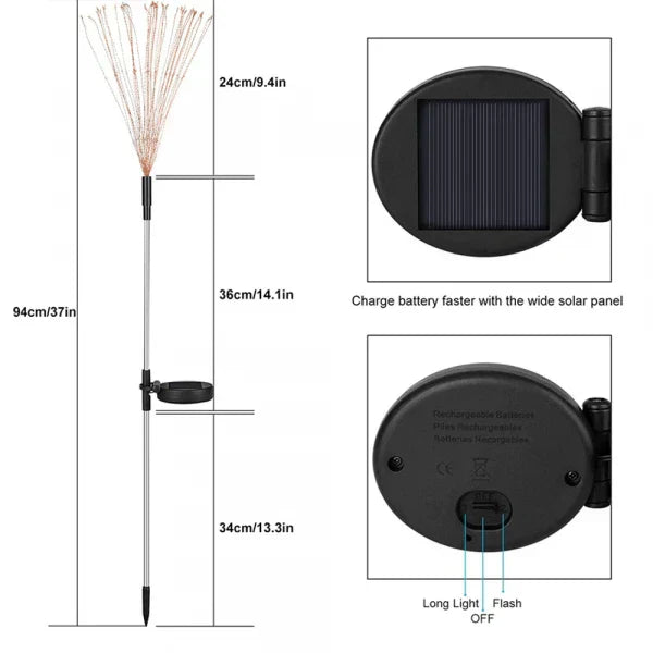 4 Stuks Solar Vuurwerk Tuinlampen - Weerbestendige LED Decoratieve Verlichting, Zonne-energie voor Tuin en Patio