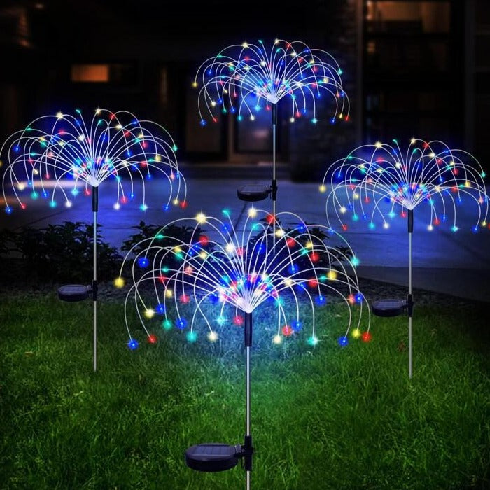 4 Stuks Solar Vuurwerk Tuinlampen - Weerbestendige LED Decoratieve Verlichting, Zonne-energie voor Tuin en Patio