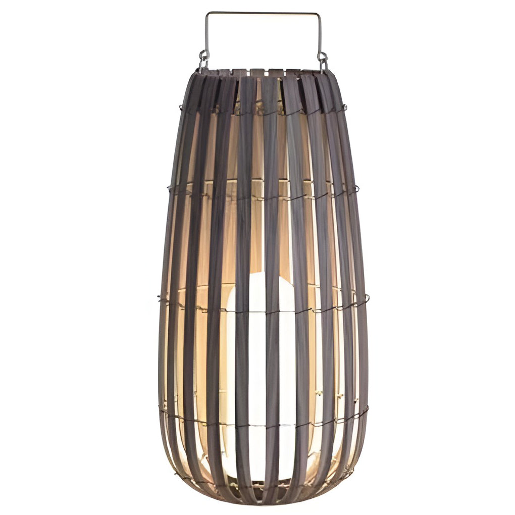 Rattan Draagbare Lantaarnvormige LED Waterdichte Zonnebuitenlampen