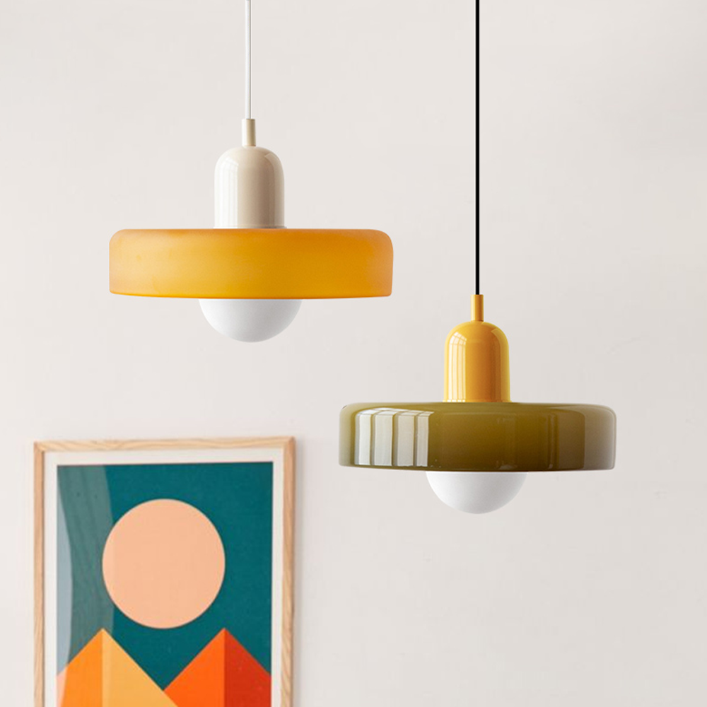 Bauhaus Glas-in-lood Hanglamp