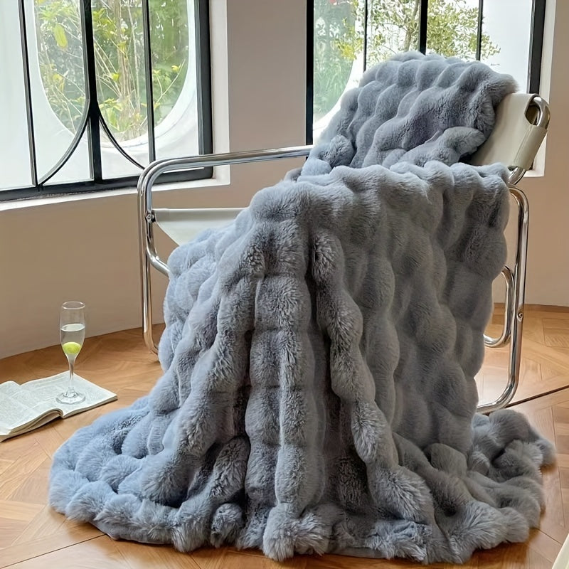 Faux Konijnenbont Fleece Deken – Luxe Warme Bankdeken voor Nap en Airconditioning | Zacht en Dikke Deken