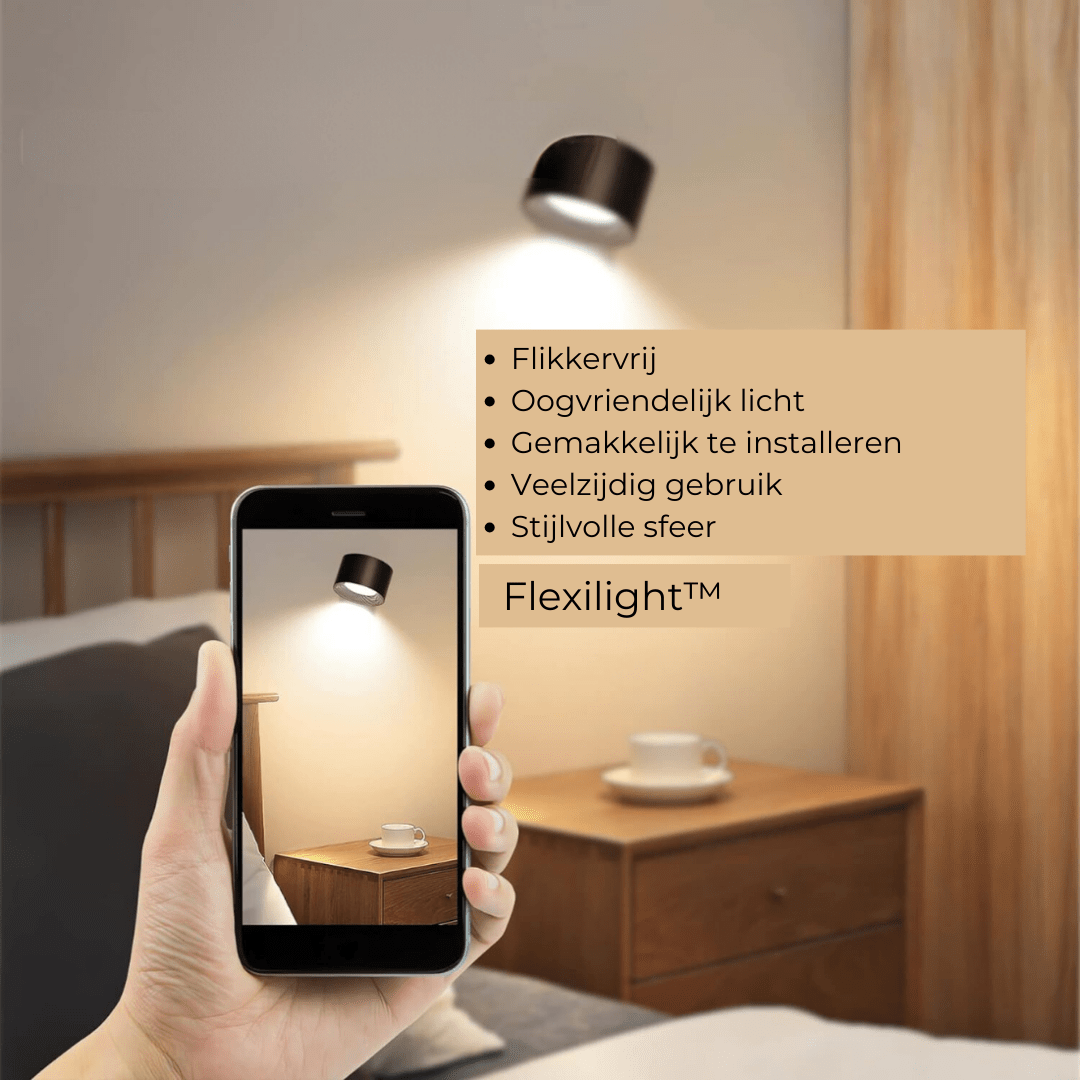 FlexiLamp | Draadloze Oplaadbare 360° LED Muurlamp voor Binnen en Buiten