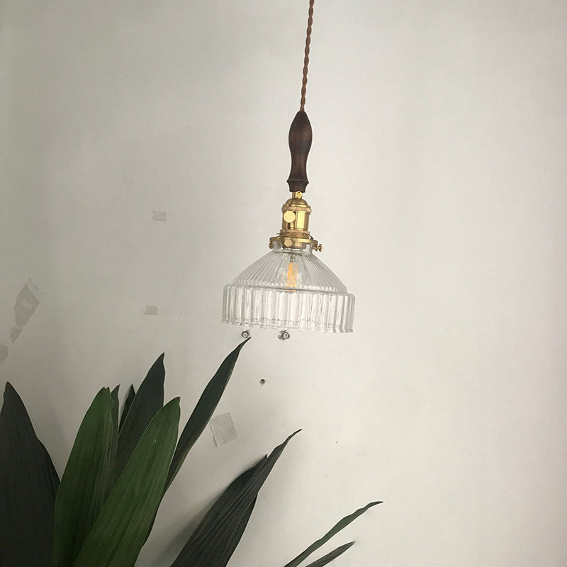 Industriële Rustieke Loft Hanglamp – 1-Licht Ribbel Glas Plafondverlichting voor Woonkamer en Eetkamer