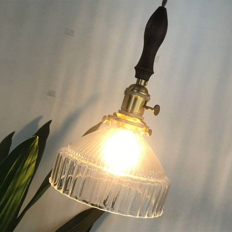 Industriële Rustieke Loft Hanglamp – 1-Licht Ribbel Glas Plafondverlichting voor Woonkamer en Eetkamer