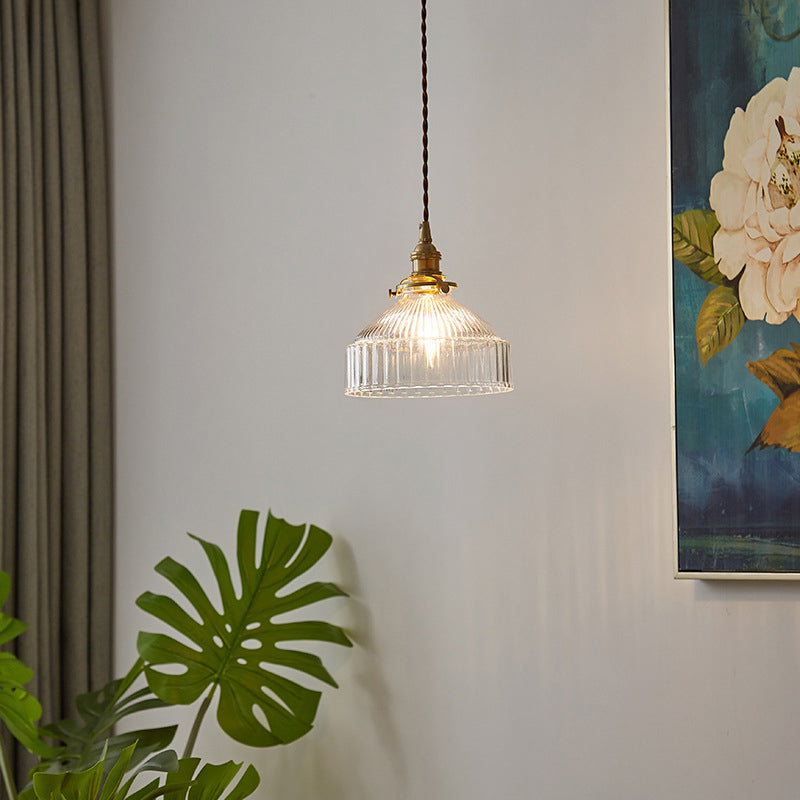 Industriële Rustieke Loft Hanglamp – 1-Licht Ribbel Glas Plafondverlichting voor Woonkamer en Eetkamer