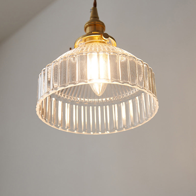 Industriële Rustieke Loft Hanglamp – 1-Licht Ribbel Glas Plafondverlichting voor Woonkamer en Eetkamer