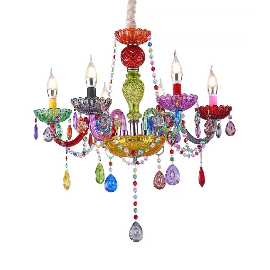 Kristallen Kroonluchter Fake Kaars Kindvriendelijk 75 cm Hoog 8 Lampen