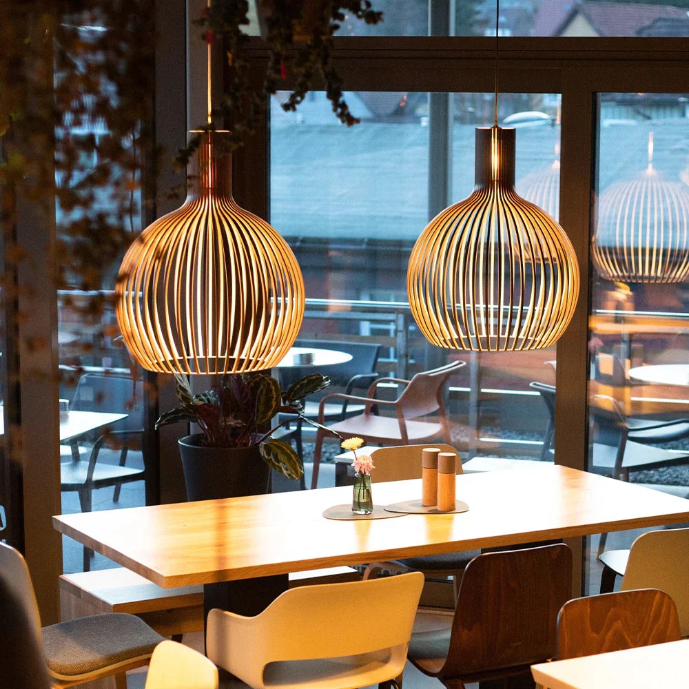 Handgemaakte Houten Hanglampen