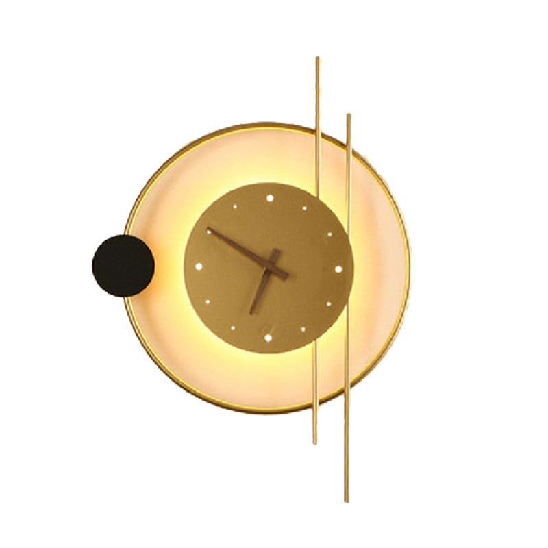 Moderne LED Wandlamp met Klok – Stijlvolle Zwarte Verlichting voor Kinderkamer, Woonkamer, en Slaapkamer