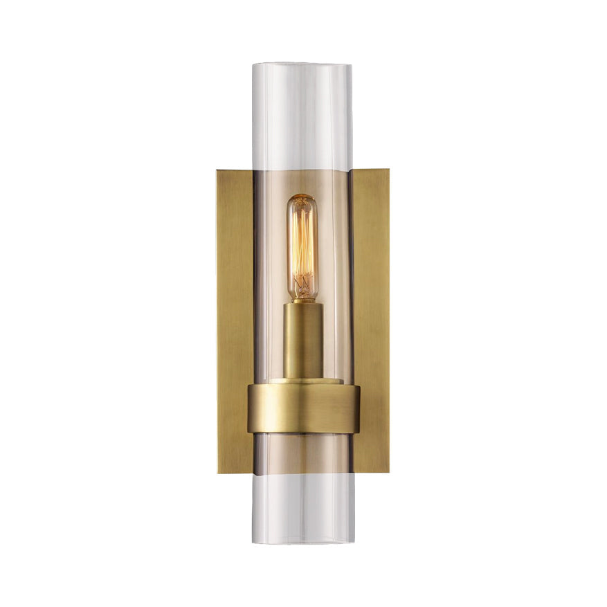 Cilinder Wandlamp Glas 6.5/13 cm Breed 1 Lamp Hoofd Zwart/Messing