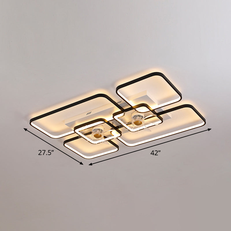 Moderne Rechthoekige Plafondventilatorlamp met Afstandsbediening