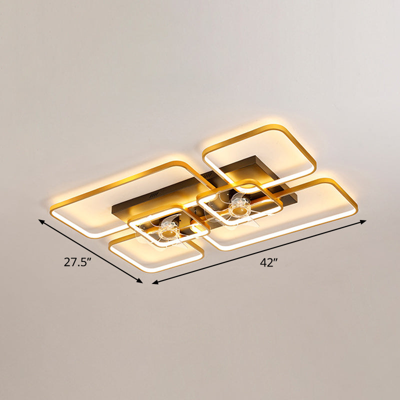 Moderne Rechthoekige Plafondventilatorlamp met Afstandsbediening