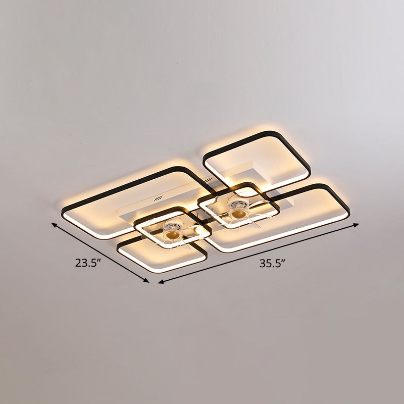 Moderne Rechthoekige Plafondventilatorlamp met Afstandsbediening