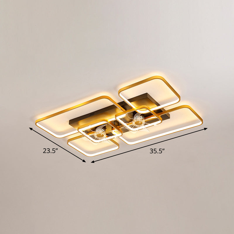 Moderne Rechthoekige Plafondventilatorlamp met Afstandsbediening