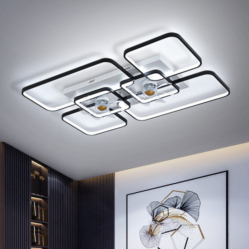Moderne Rechthoekige Plafondventilatorlamp met Afstandsbediening