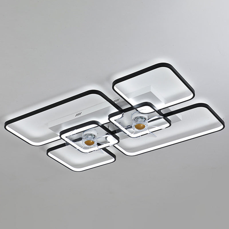 Moderne Rechthoekige Plafondventilatorlamp met Afstandsbediening