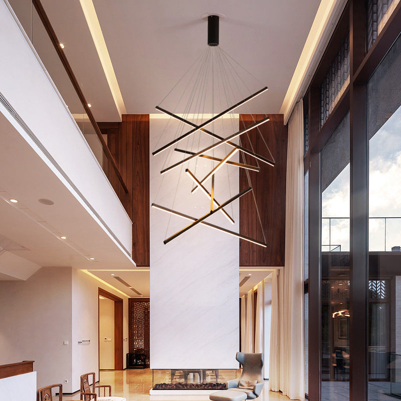 Minimalistische Zwarte LED Hanglamp - Moderne Metaalverlichting voor Lobby en Woonruimtes