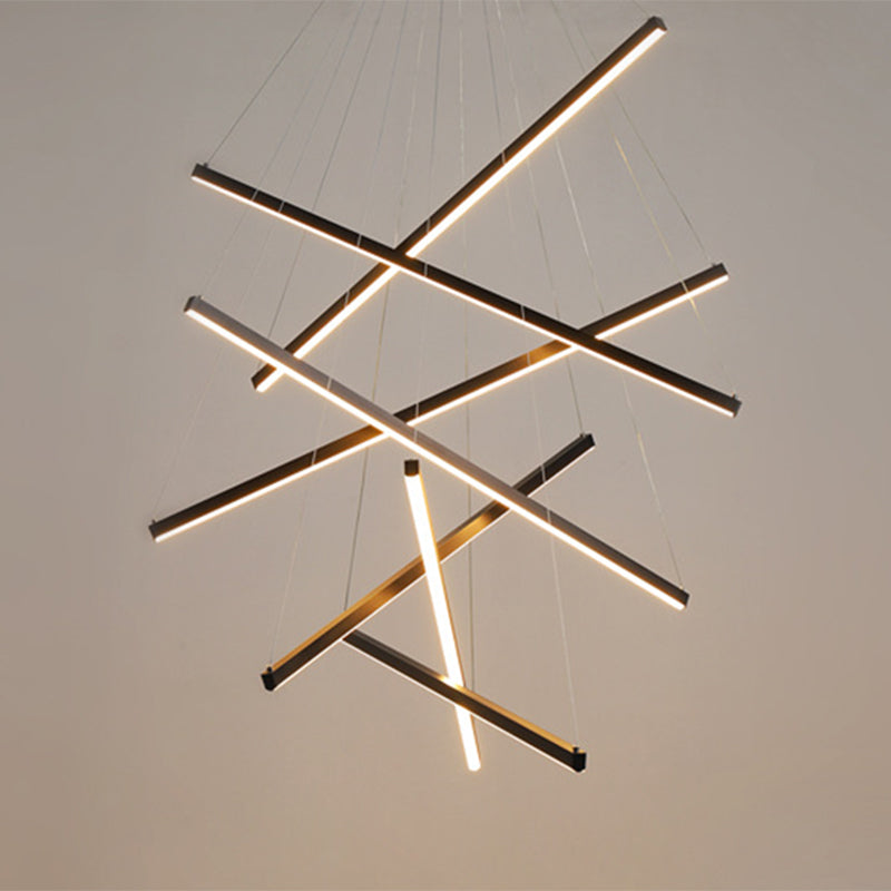 Minimalistische Zwarte LED Hanglamp - Moderne Metaalverlichting voor Lobby en Woonruimtes