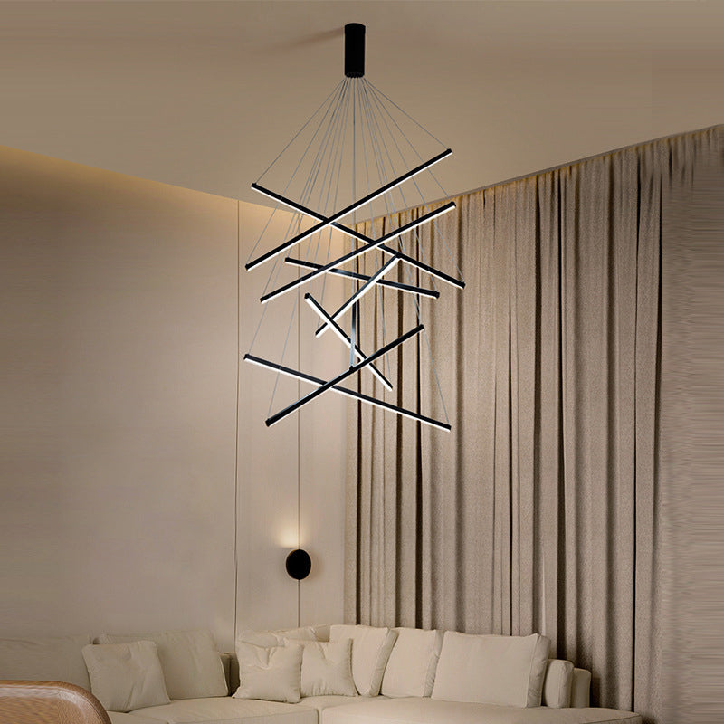 Minimalistische Zwarte LED Hanglamp - Moderne Metaalverlichting voor Lobby en Woonruimtes