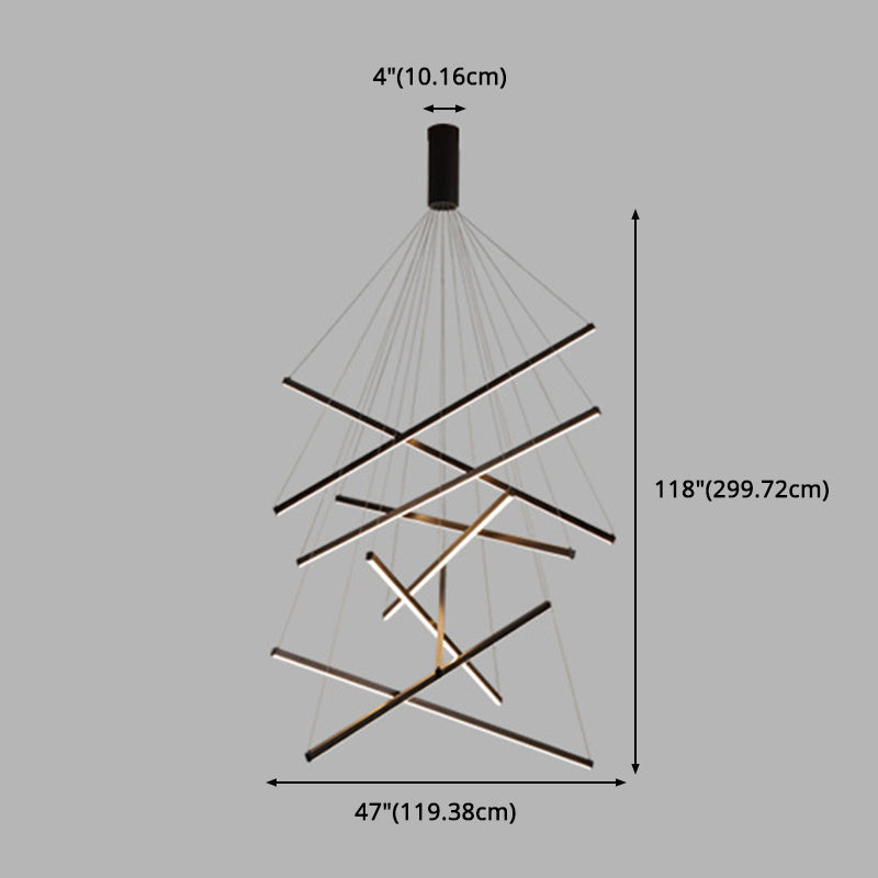 Minimalistische Zwarte LED Hanglamp - Moderne Metaalverlichting voor Lobby en Woonruimtes