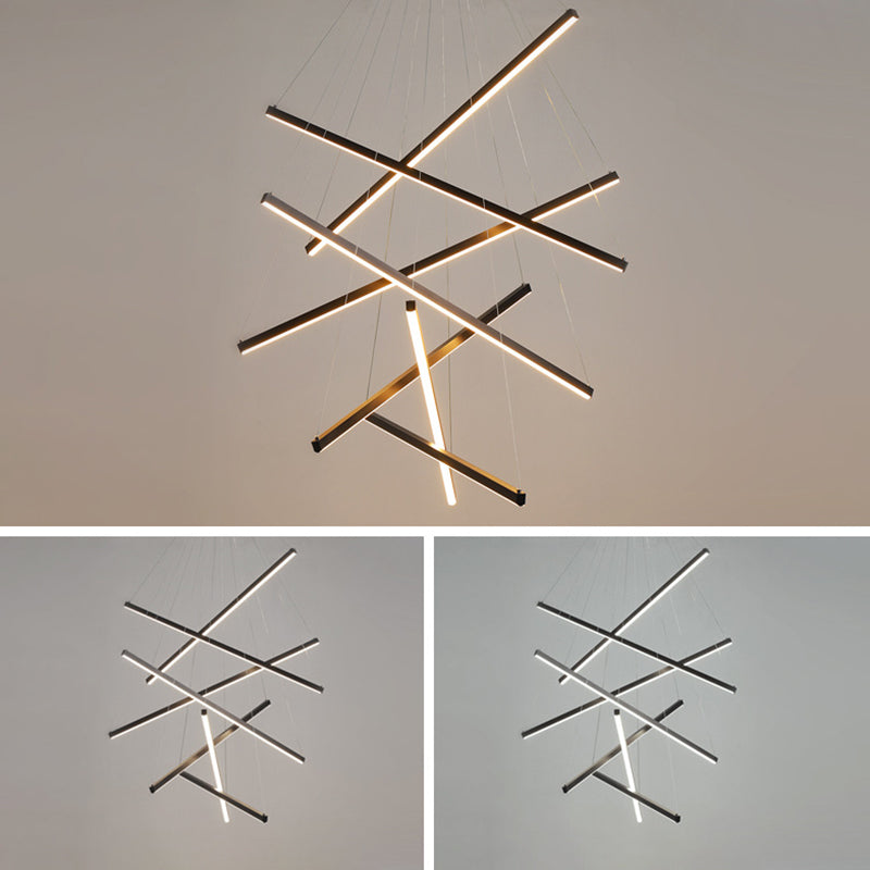 Minimalistische Zwarte LED Hanglamp - Moderne Metaalverlichting voor Lobby en Woonruimtes